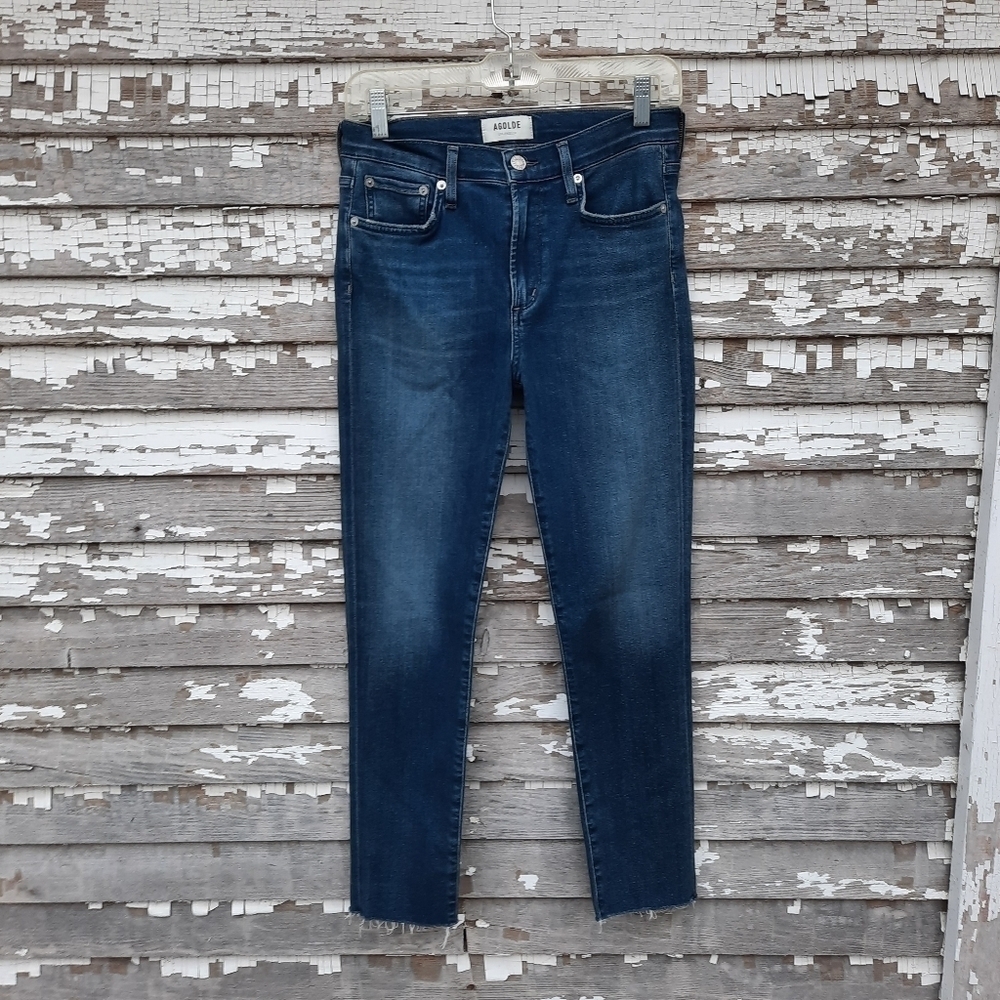 AGOLDE Sophie High Rise Raw Hem Crop Skinny Denim Jean. Style A018-3005 size 27 - Picture 6 of 8